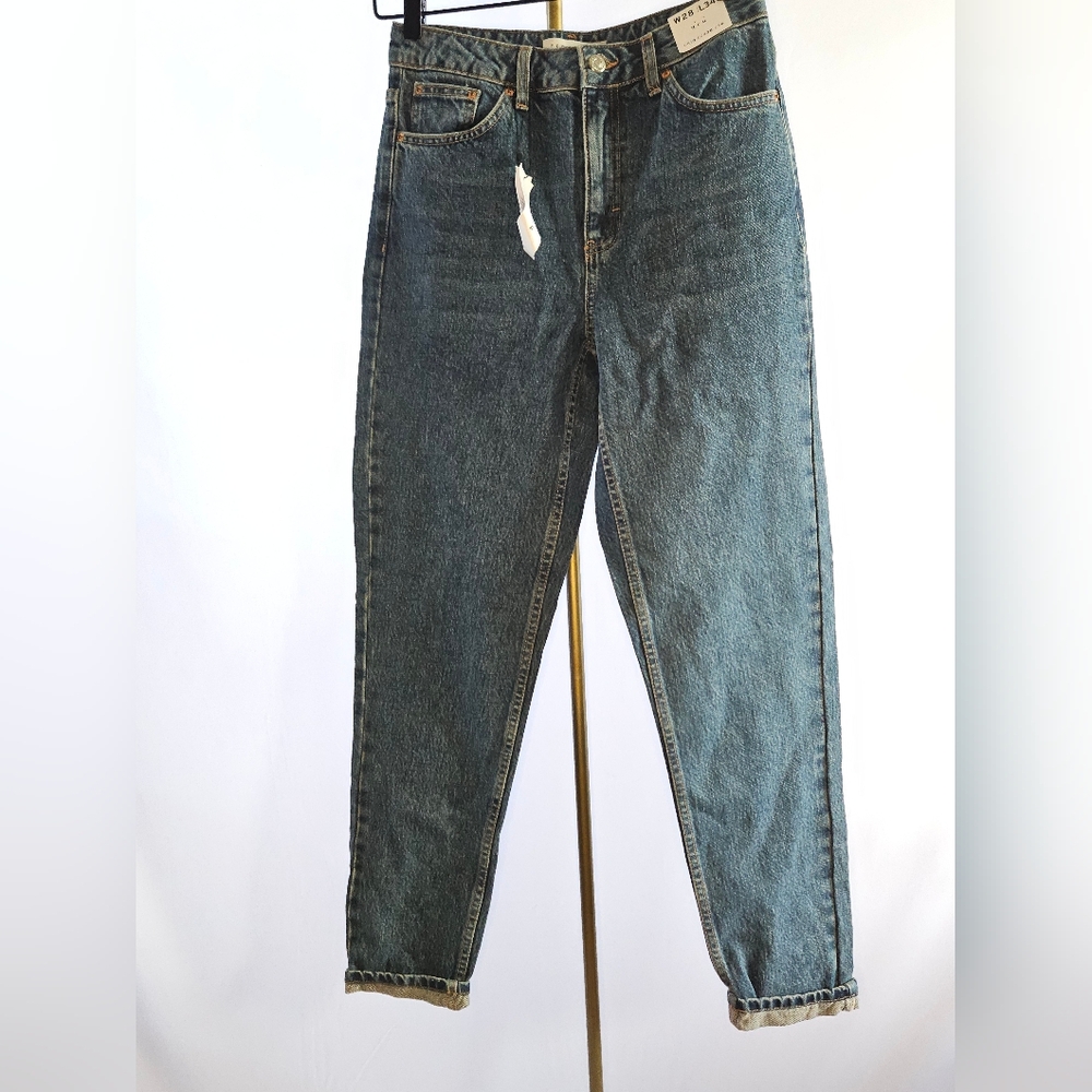 Topshop Mid Blue High Rise Original Mom 28